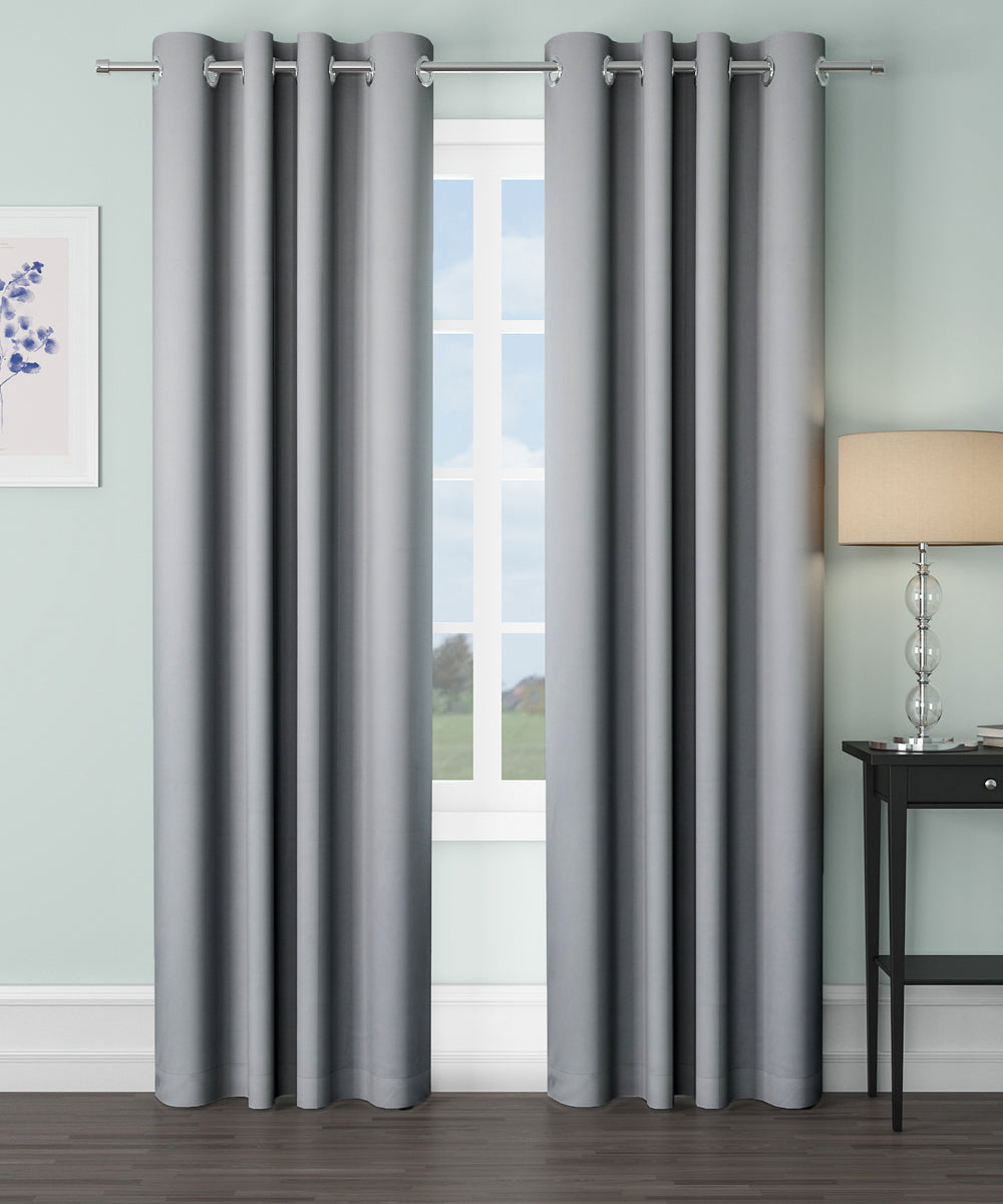 Blackout Curtain (Width- 4 Feet - Grey) Pack of 2 Piece
