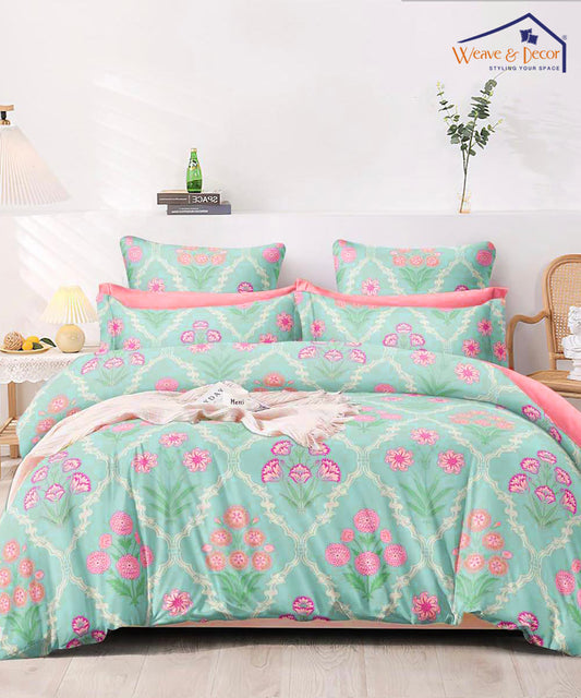 Floral King Size Bedsheet With 2 Pillow Covers