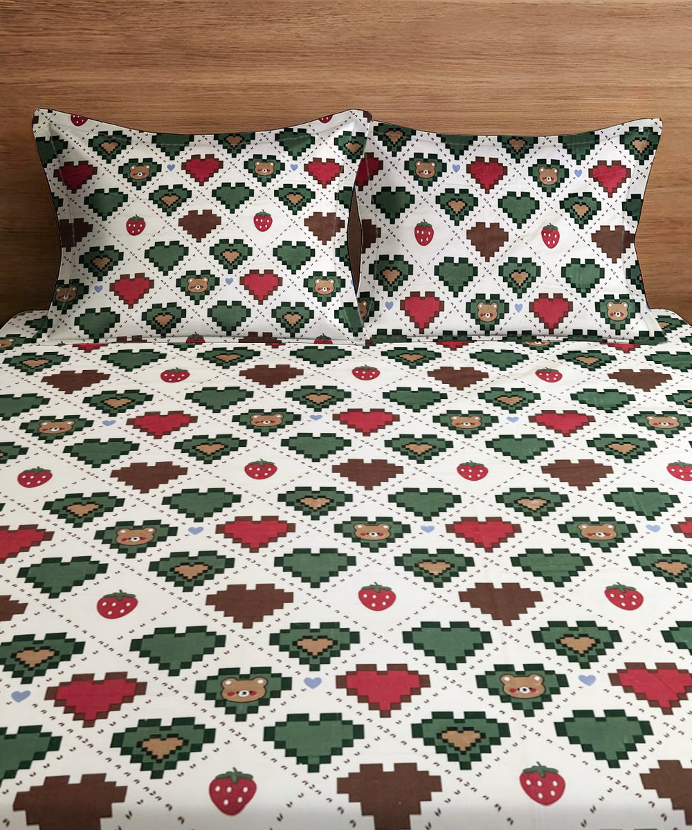 Retro Heartland Kids Flat Double Bedsheet with 2 Pillow Covers
