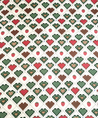 Retro Heartland Printed Kids Queen Fitted Bedsheet With 2 Pillow Covers