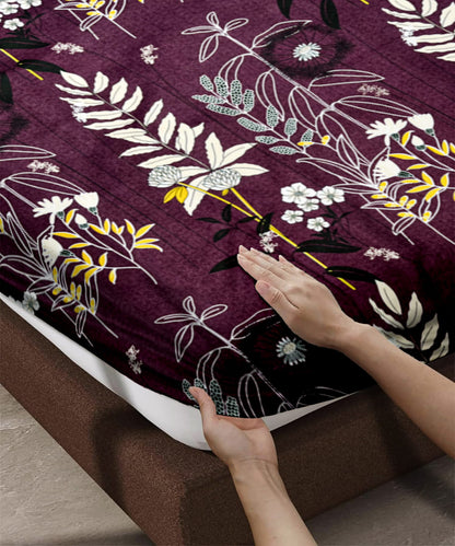 Twilight Flora Queen Fitted Bedsheet With 2 Pillow Covers