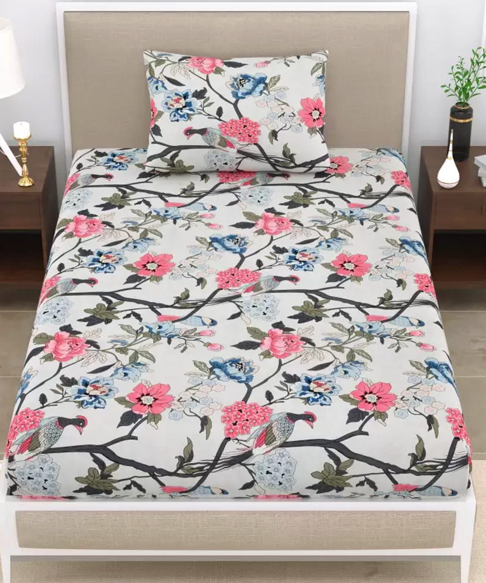 Orchard Elegance Single Bedsheet With 1 Pillow Cover