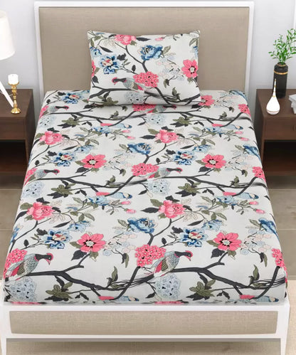Orchard Elegance Single Bedsheet With 1 Pillow Cover