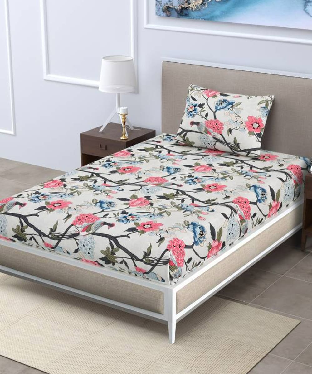 Orchard Elegance Single Bedsheet With 1 Pillow Cover