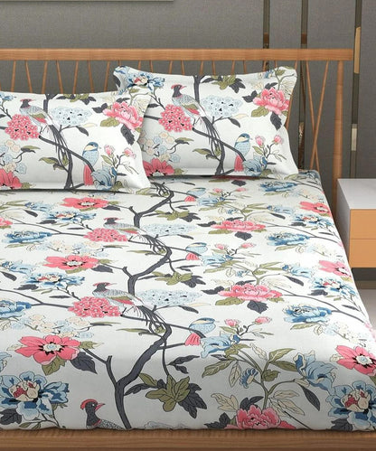Orchard Elegance Super King Fitted Bedsheet With 2 Pillow Covers