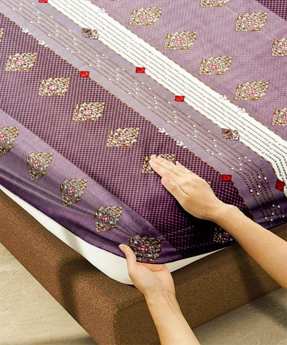Vintage Plum Harmony Queen Fitted Bedsheet With 2 Pillow Covers