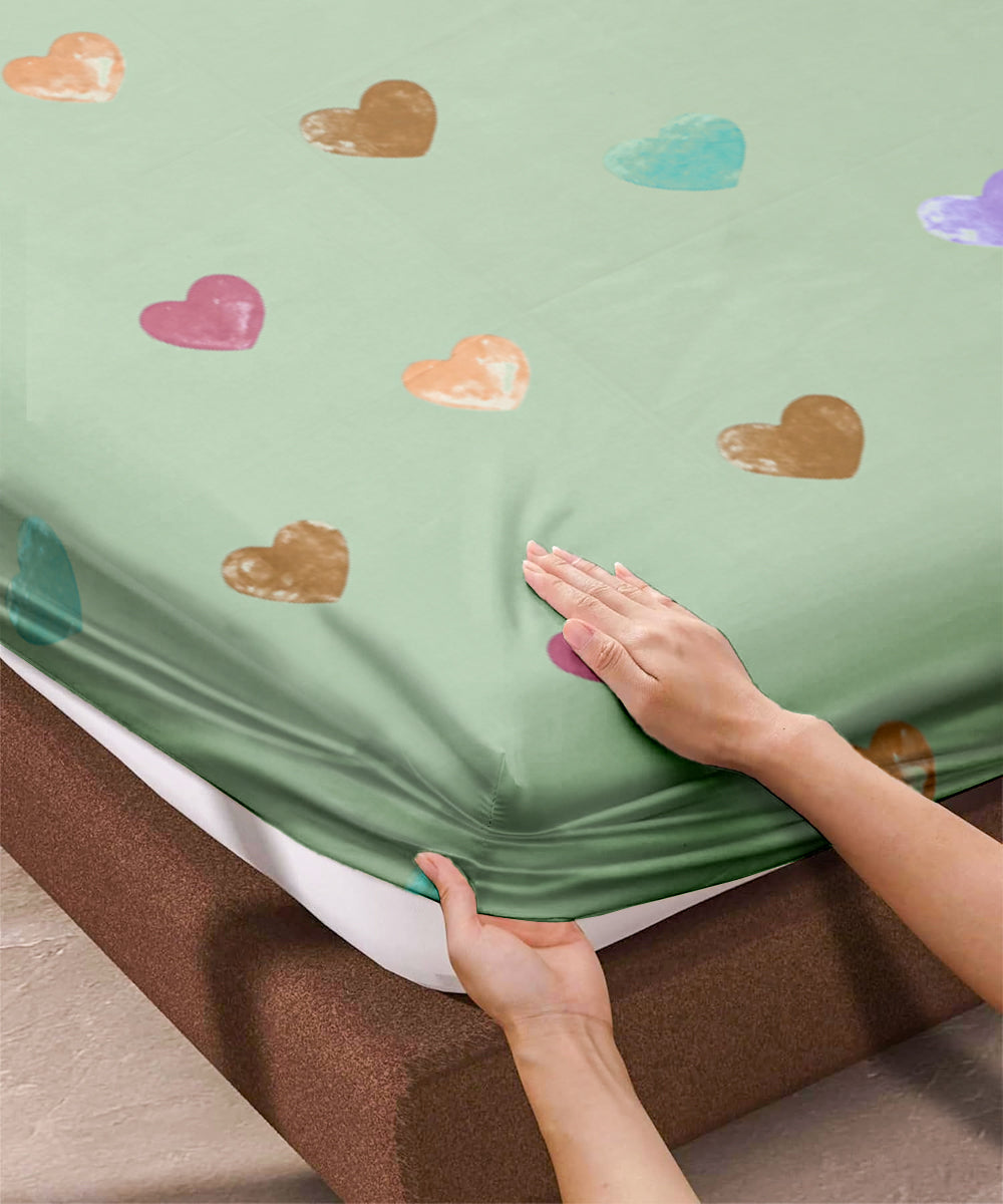 Valentine's Glow Single Fitted Bedsheet With 1 Pillow Cover
