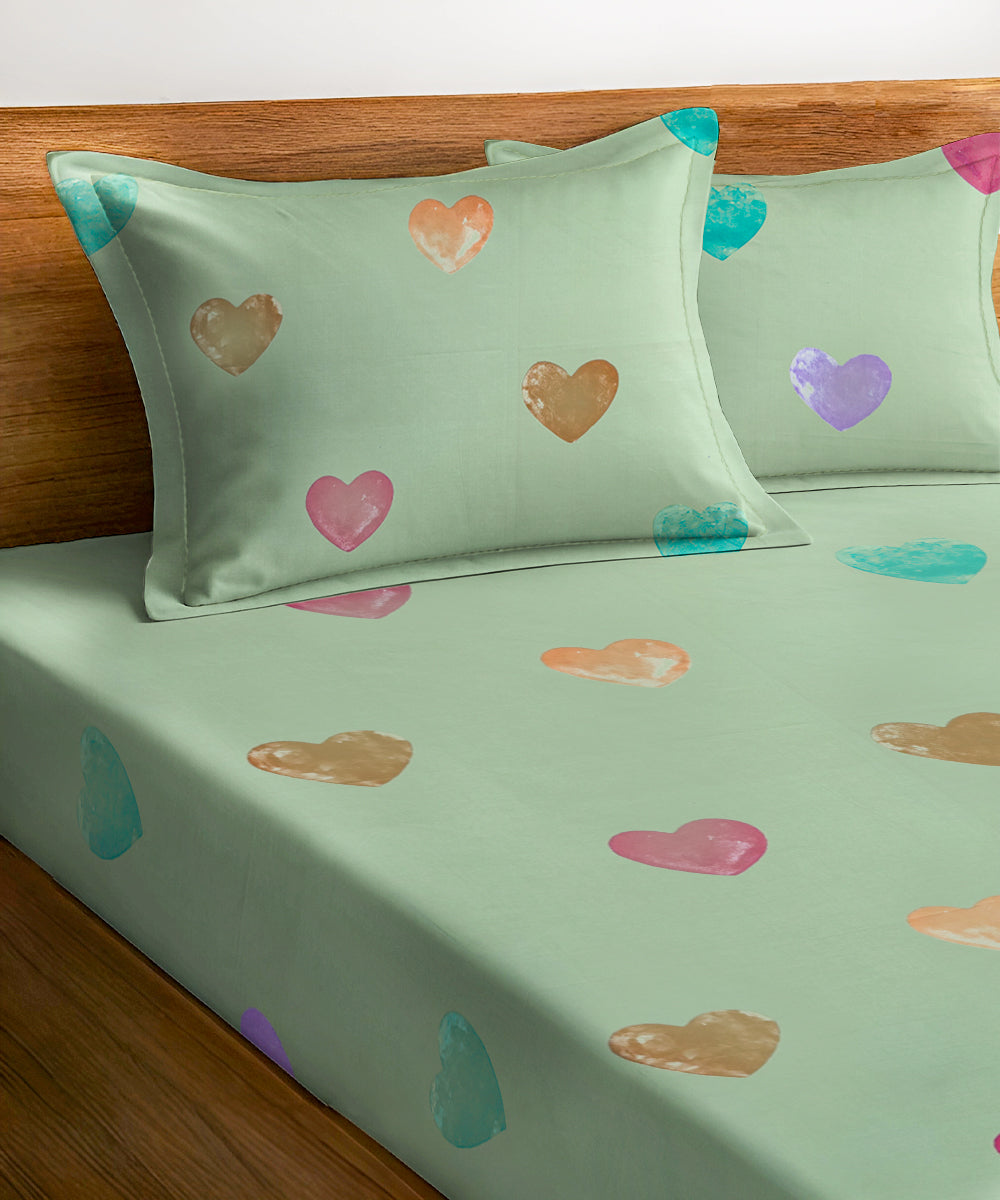 Valentine's Glow King Size Bedsheet With 2 Pillow Cover
