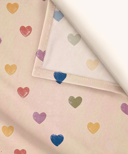 Rainbow Heartbeats King Size Bedsheet With 2 Pillow Cover