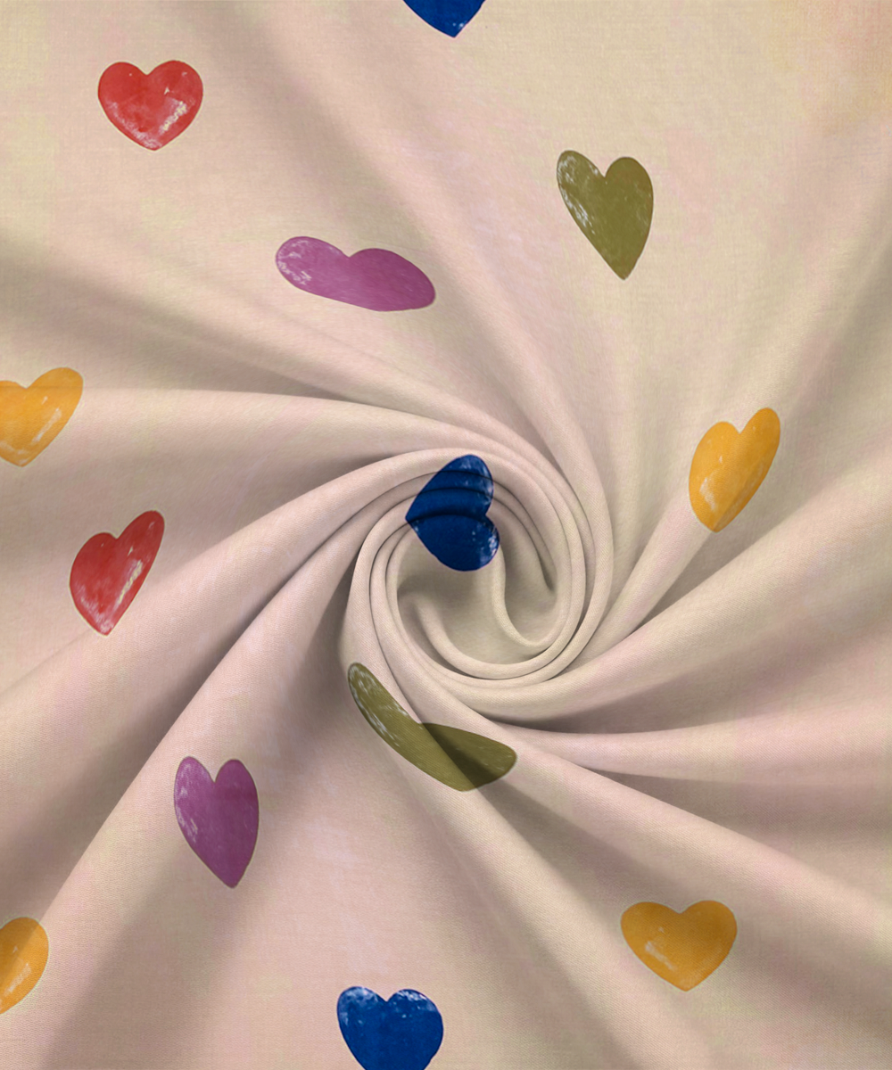Rainbow Heartbeats Super King Fitted Bedsheet With 2 Pillow Covers