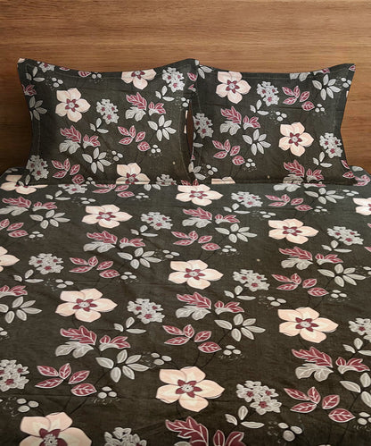 Dusky Bloom Queen Fitted Bedsheet With 2 Pillow Covers