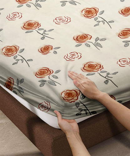 Delicate Roses King Fitted Bedsheet With 2 Pillow Covers