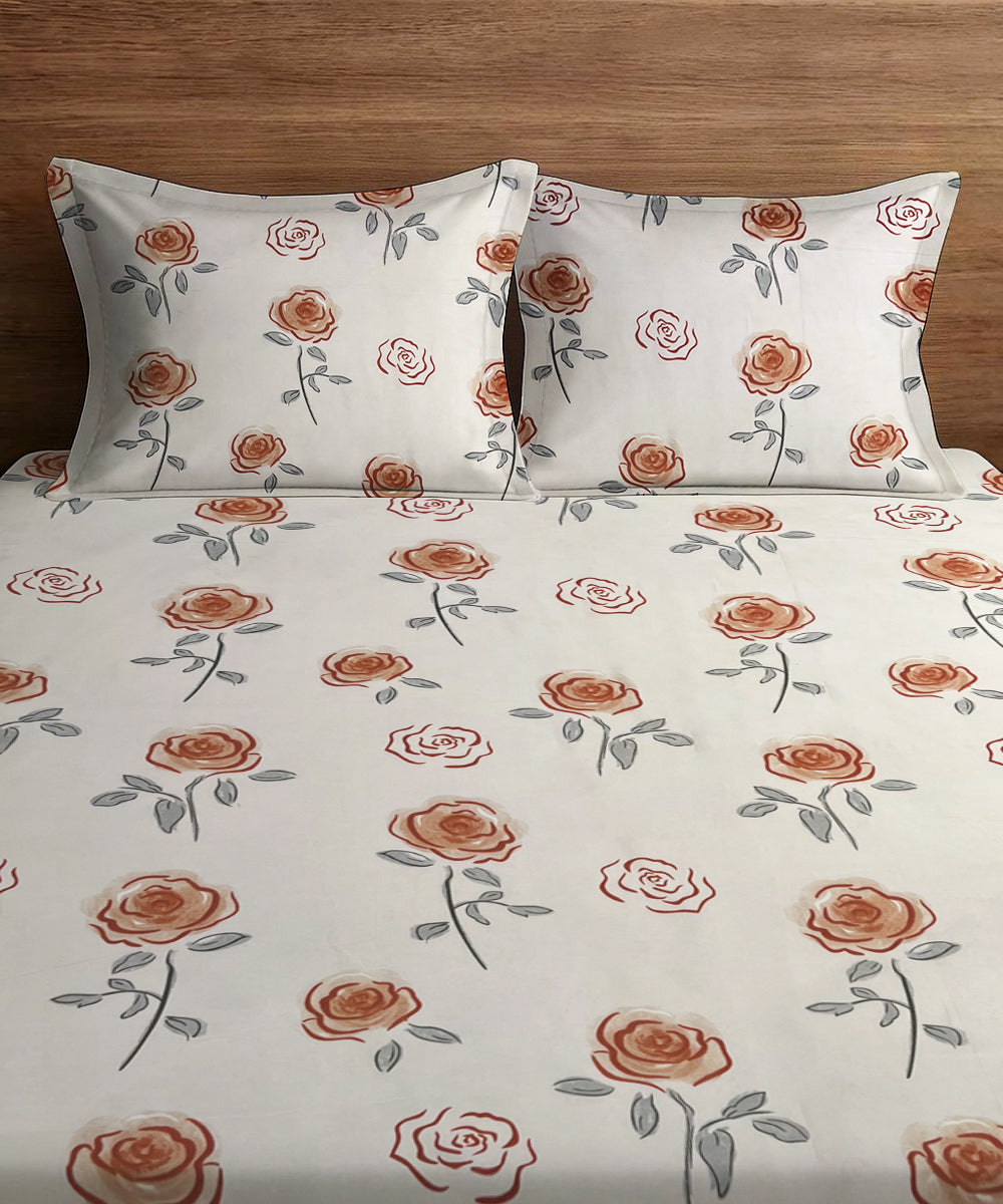 Delicate Roses Fitted Bedsheet With Pillow Cover