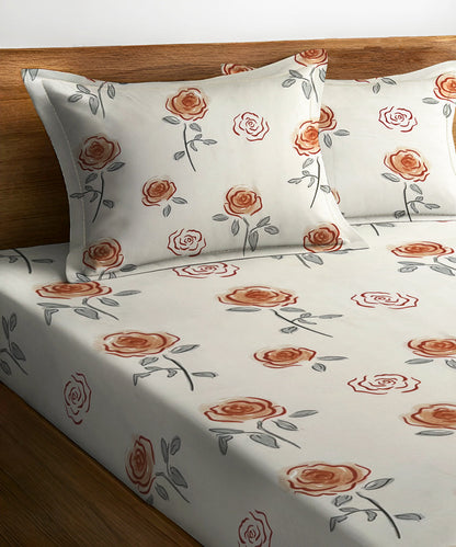 Delicate Roses Flat Double Bedsheet With 2 Pillow Covers