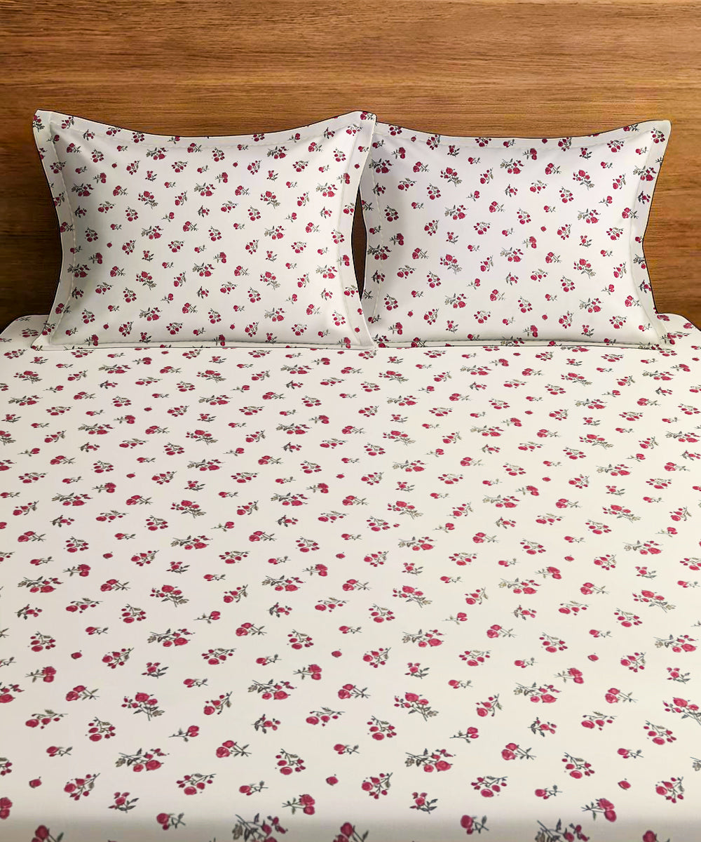 Berry Blush Flat Bedsheet With Pillow Covers