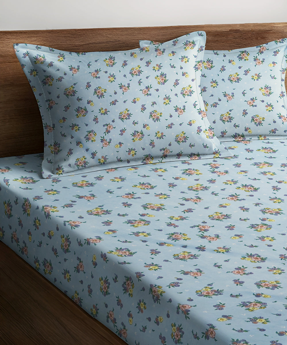 Daisy Sky Super King Fitted Bedsheet With 2 Pillow Covers
