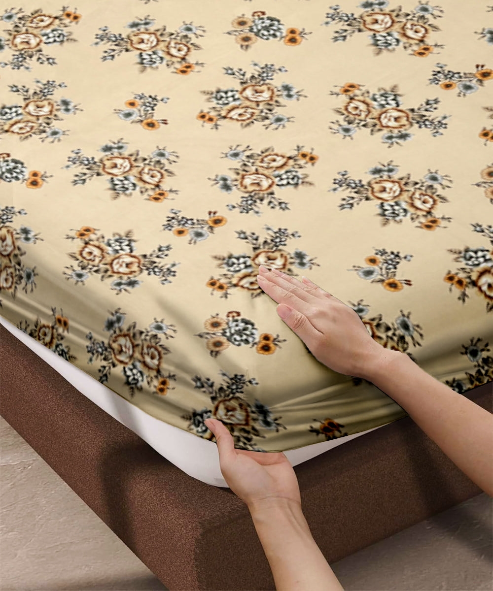 French Garden Single Fitted Bedsheet With 1 Pillow Cover