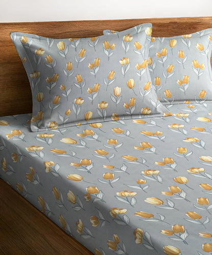 Yellow Whisper Queen Fitted Bedsheet With 2 Pillow Covers