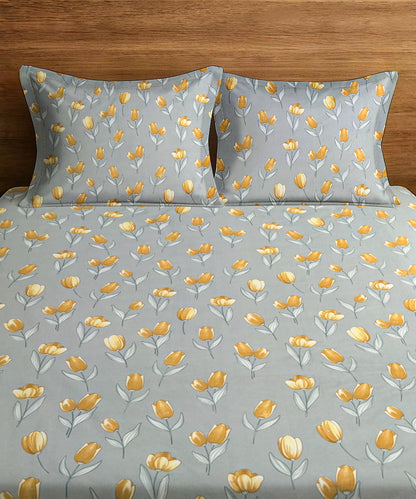 Yellow Whisper Flat Bedsheet With Pillow Covers