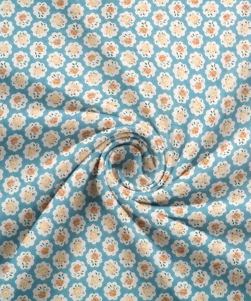 Teal Garden King Fitted Bedsheet With 2 Pillow Covers