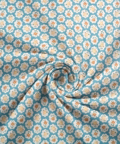 Teal Garden Queen Fitted Bedsheet With 2 Pillow Covers