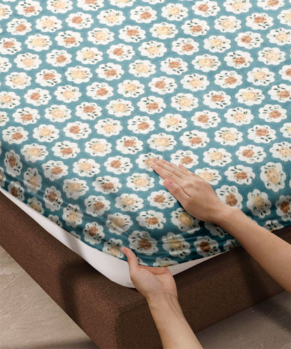 Teal Garden Bedsheet With Pillow Covers