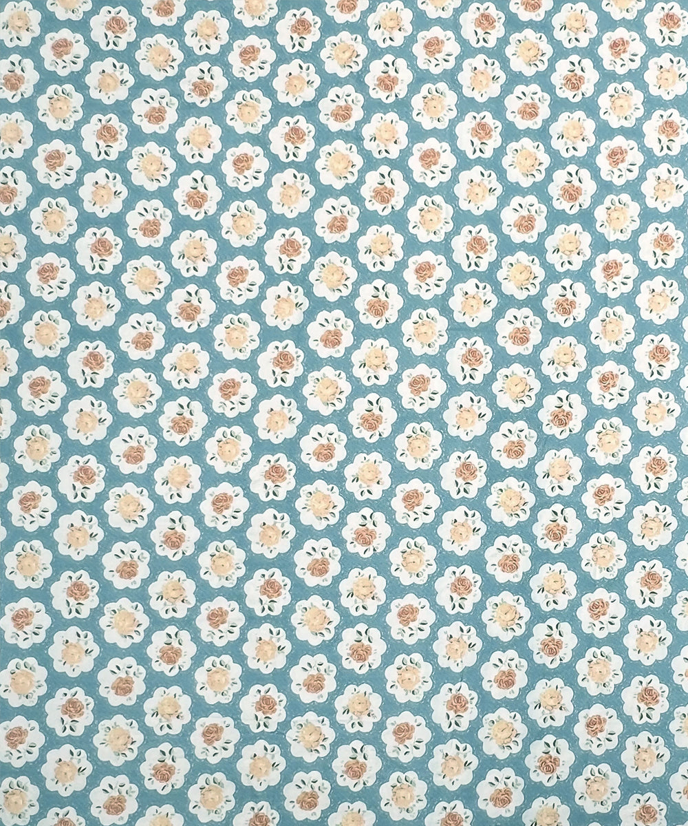Teal Garden King Size Bedsheet With 2 Pillow Cover