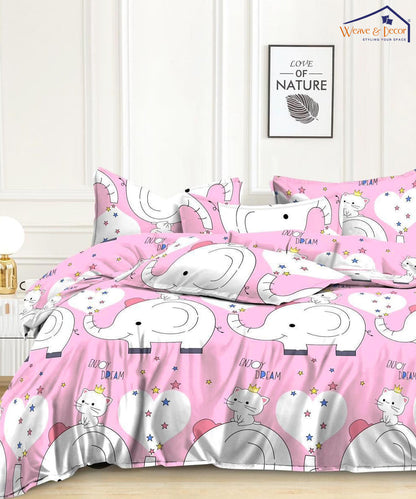 Pink Parade Dreams  Kids King Size Bedsheet  with 2 Pillow Covers