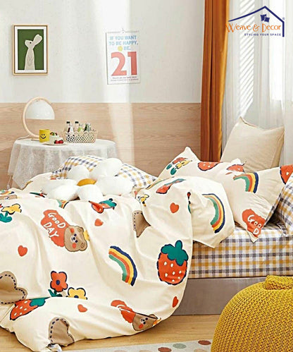Pretty Kids King Size Bedsheet  with 2 Pillow Covers