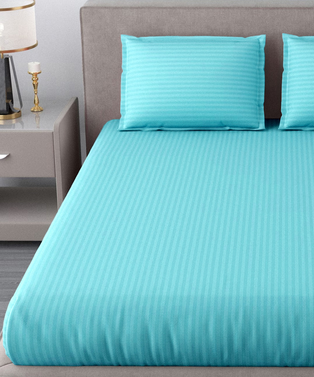 Sky Super King Fitted Bedsheet With 2 Pillow Covers
