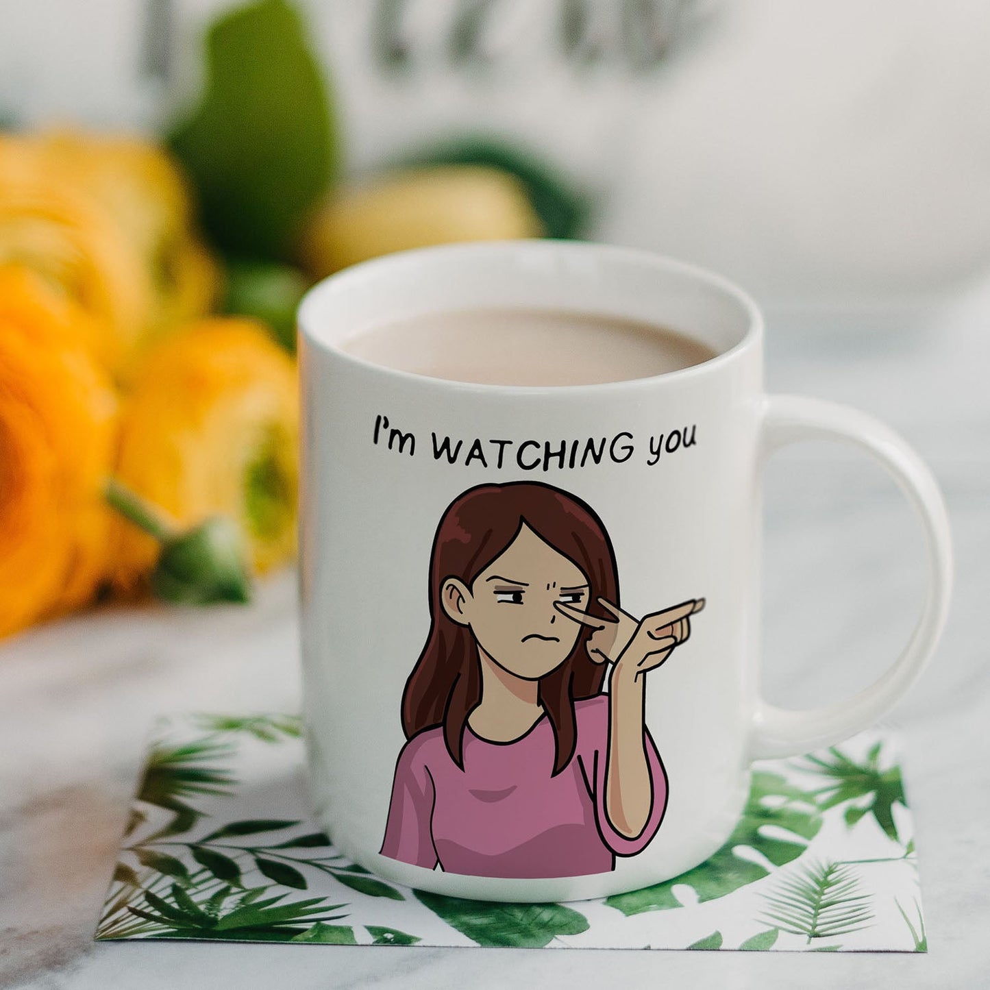 I'm Wathching You Printed Ceramic Coffee Mug (330 Ml)