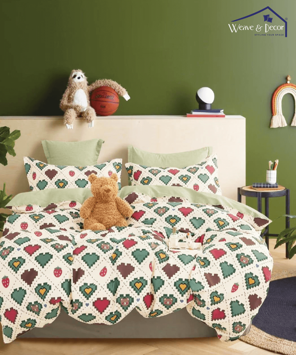 Retro Heartland Kids Flat Double Bedsheet With 2 Pillow Covers