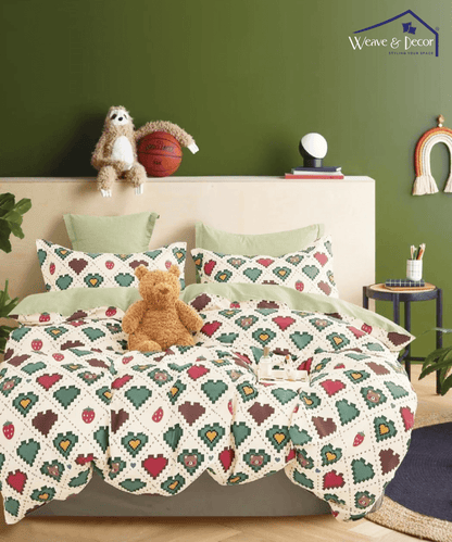 Retro Heartland Printed Fitted Bedsheet With Pillow Cover