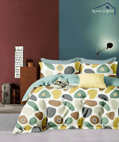Nature's Canvas   Super King Fitted Bedsheet With 2 Pillow Covers