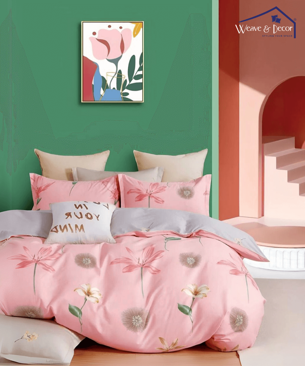 Gentle Blooms Flat Double Bedsheet With 2 Pillow Covers