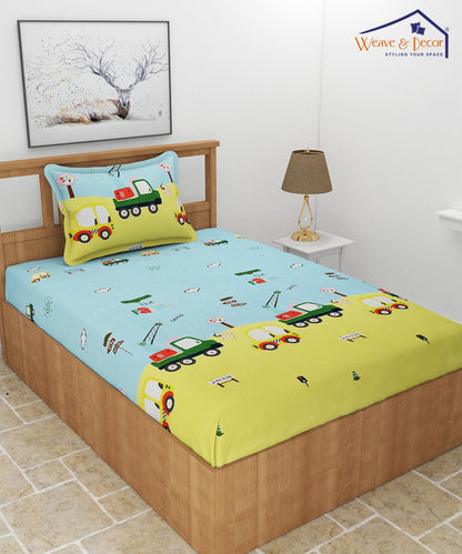 Little Builder Dream Kids Single Bedsheet With 1 Pillow Cover