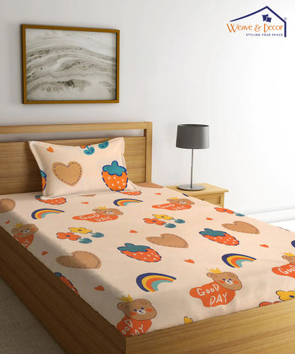 Sweet Dreams kingdom Kids Single Bedsheet With 1 Pillow Cover