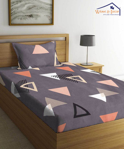 Multi Color Triangles Single Bedsheet With 1 Pillow Cover