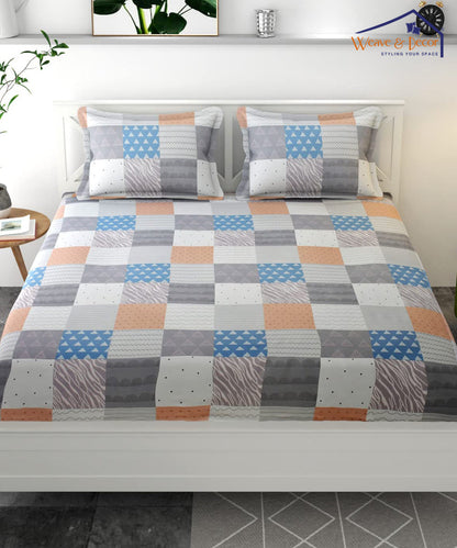 Abstract King Fitted Bedsheet With 2 Pillow Covers
