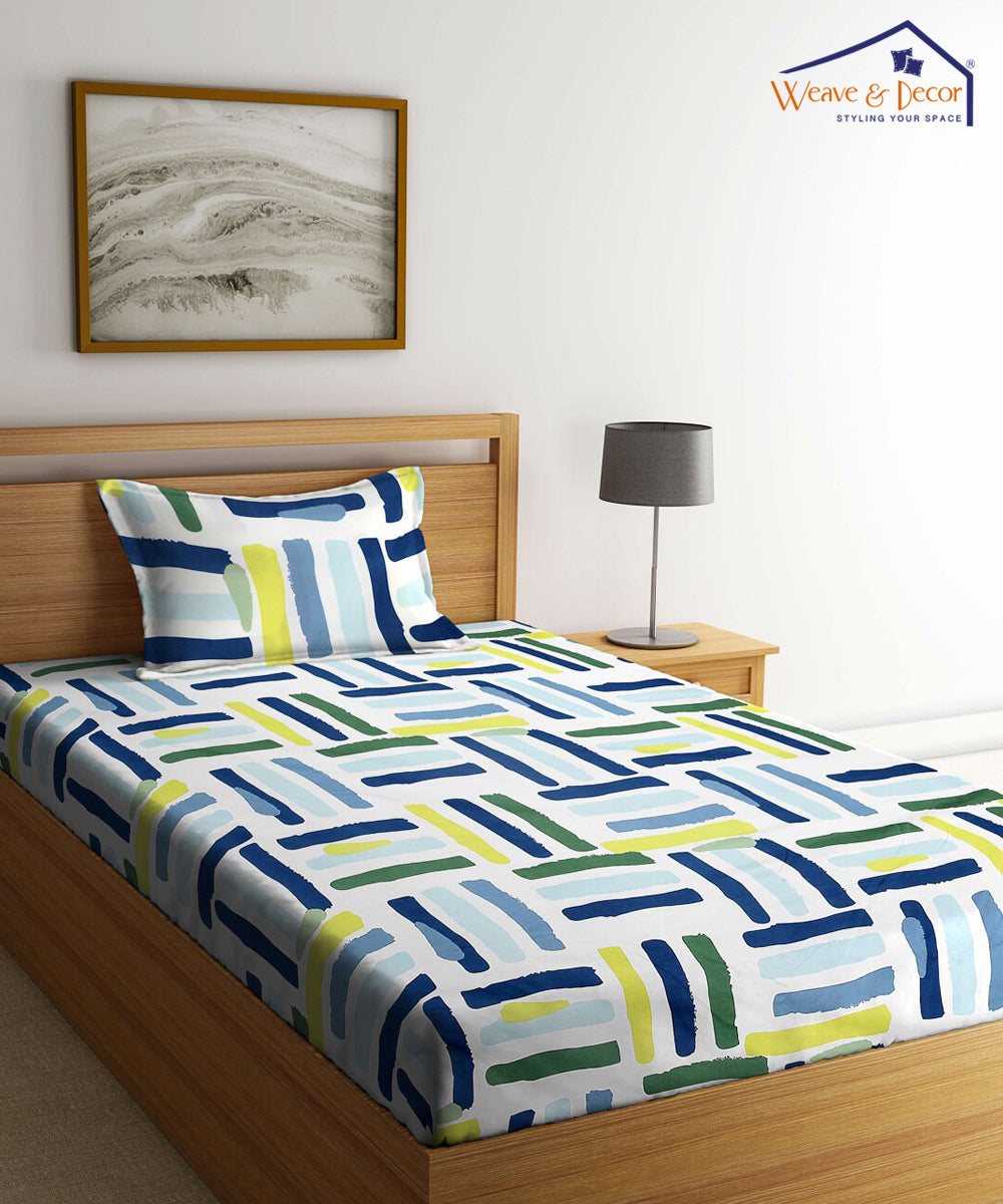 Multicolor Single Bedsheet With 1 Pillow Cover