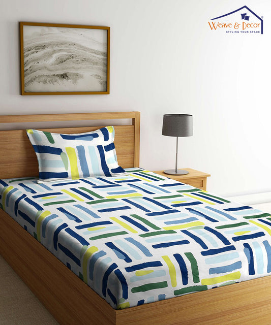 Multicolor Single Bedsheet With 1 Pillow Cover