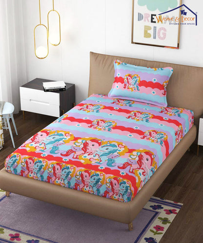 Cute Kids Single Bedsheet With 1 Pillow Cover