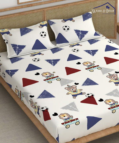 Teddy Football King Fitted Bedsheet With 2 Pillow Covers