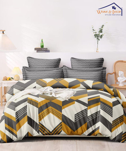 Multicolor Geometric Single Bedsheet With 1 Pillow Cover