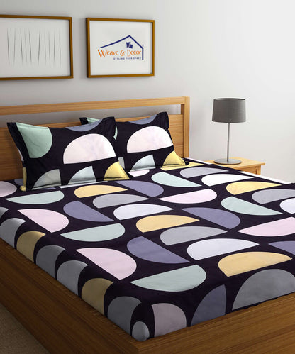 Geometrical King Fitted Bedsheet With 2 Pillow Covers