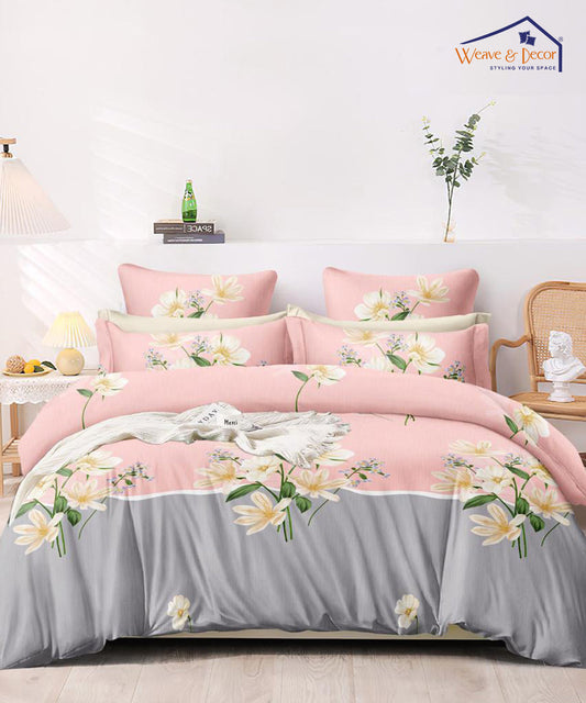 Pretty Floral King Size Bedsheet With 2 Pillow Covers