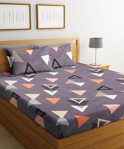 Multi Color Triangles Comforter Set with Bedsheet