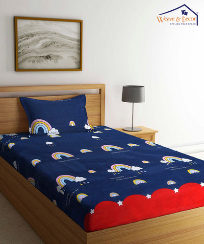 Rainbow  Night Scape Kids Single Bedsheet With 1 Pillow Cover