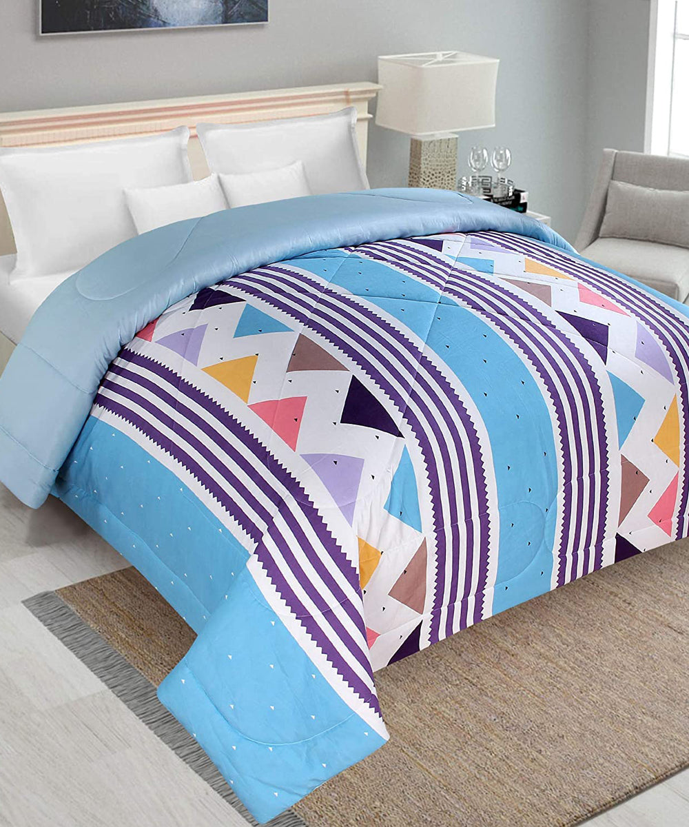 Blue Geometric 350GSM Double Bed Comforter