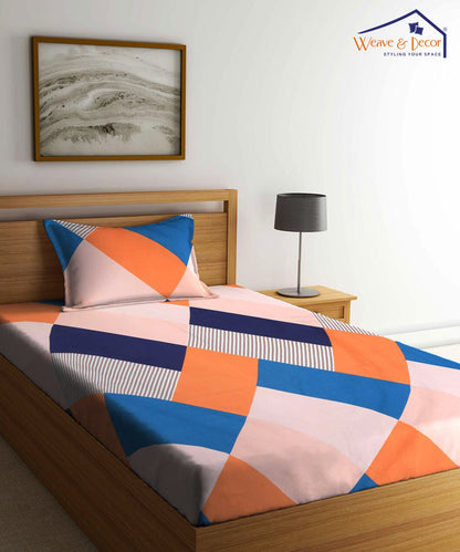 Multicolor Single Fitted Bedsheet With 1 Pillow Cover